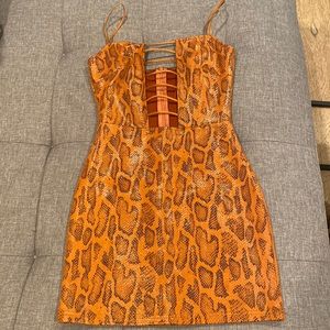 Superdown by Revolve Faux Leather Animal Print Dress - Perfect Condition